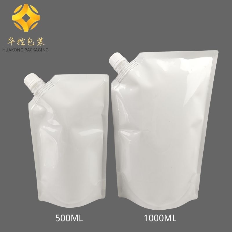 500ML.1升奶白色自立吸嘴袋现货食品级液体袋肥料化工液体包装袋