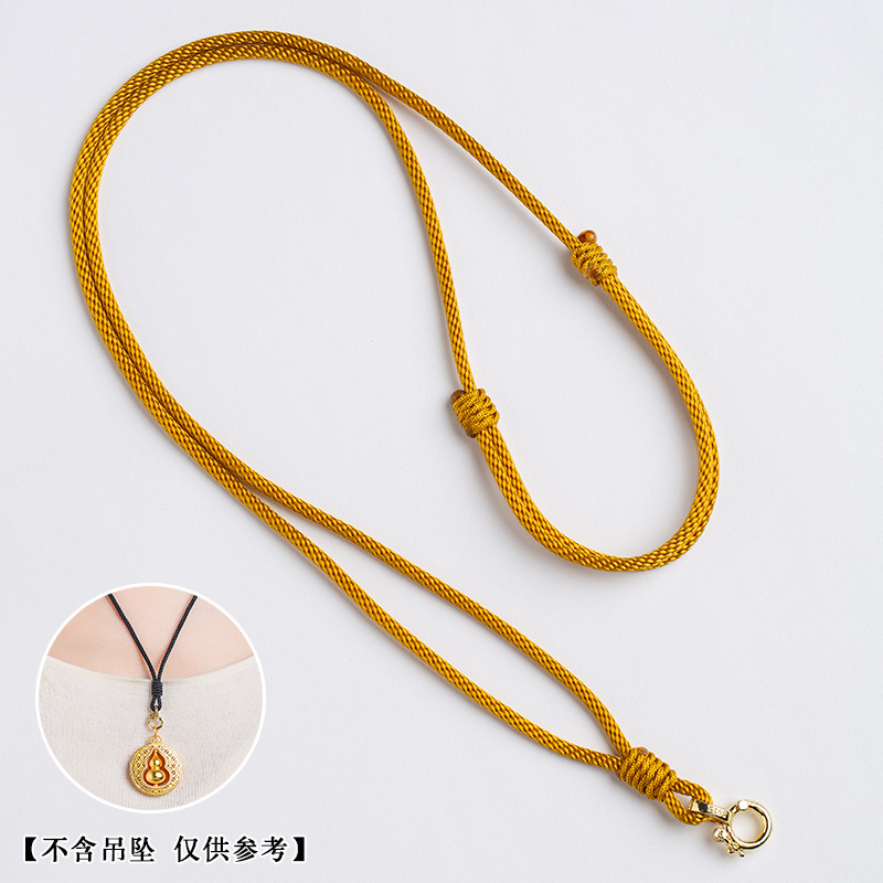 Gold Pendant Cord Versatile Straight-Through Women's Wax Leather Cord Jade Jadeite Head Necklace Cord Jade Pendant Cord