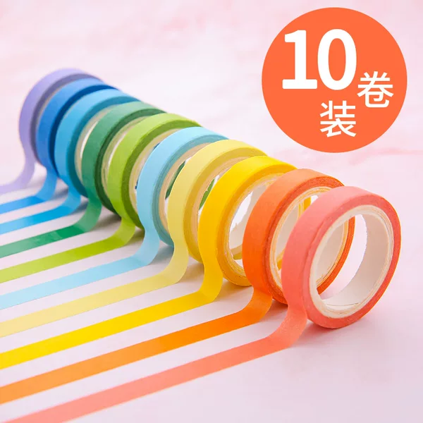 Candy-Colored Washi Tape Solid Color Basic Planner Stickers DIY Guka Planner Decoration Stickers Ins Rainbow Film