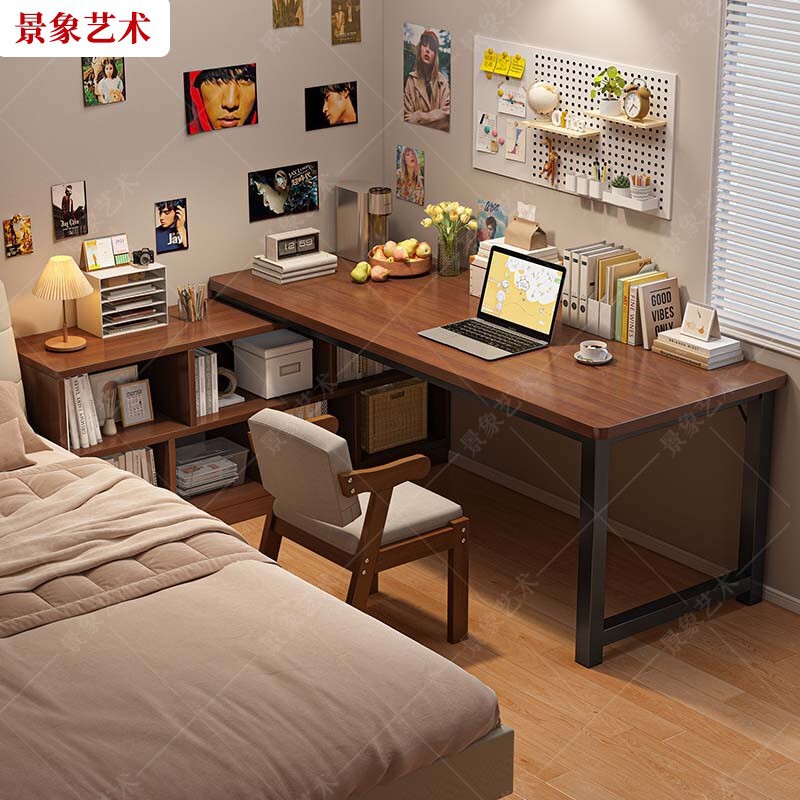Computer Desk Desktop Home Bookshelf Integrated Corner Learning and Writing Workbench L-shaped Wall Corner Desk