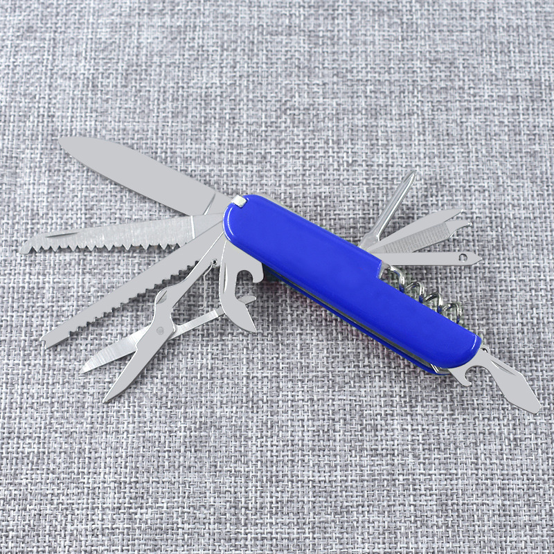 户外野营多功能11开军刀不锈钢多用刀胶片礼品小刀 可印刷LOGO