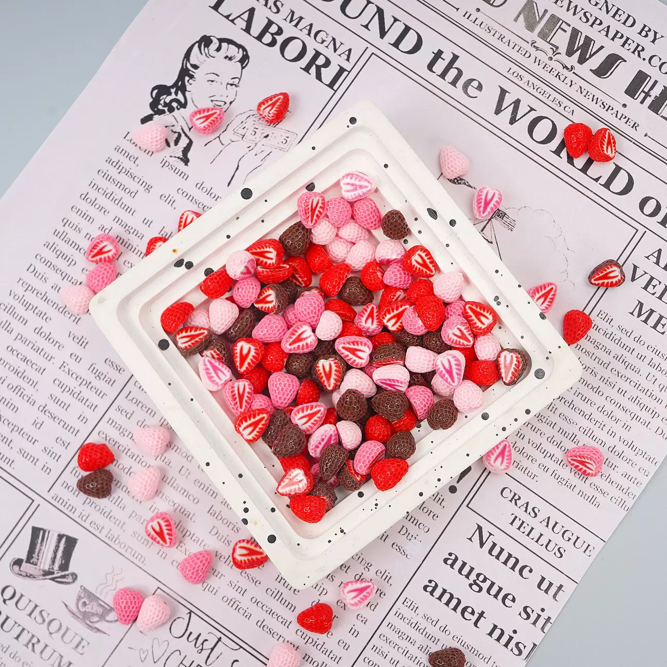 仿真半切迷你草莓 卡通可爱食玩过家家道具奶油胶树脂配件diy饰品