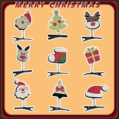 国境を越えた新しいクリスマスヘアクリップヘラジカクリスマス靴下スプリングクリップ祝日パーティーの頭飾り雪だるまプレゼントの髪飾り