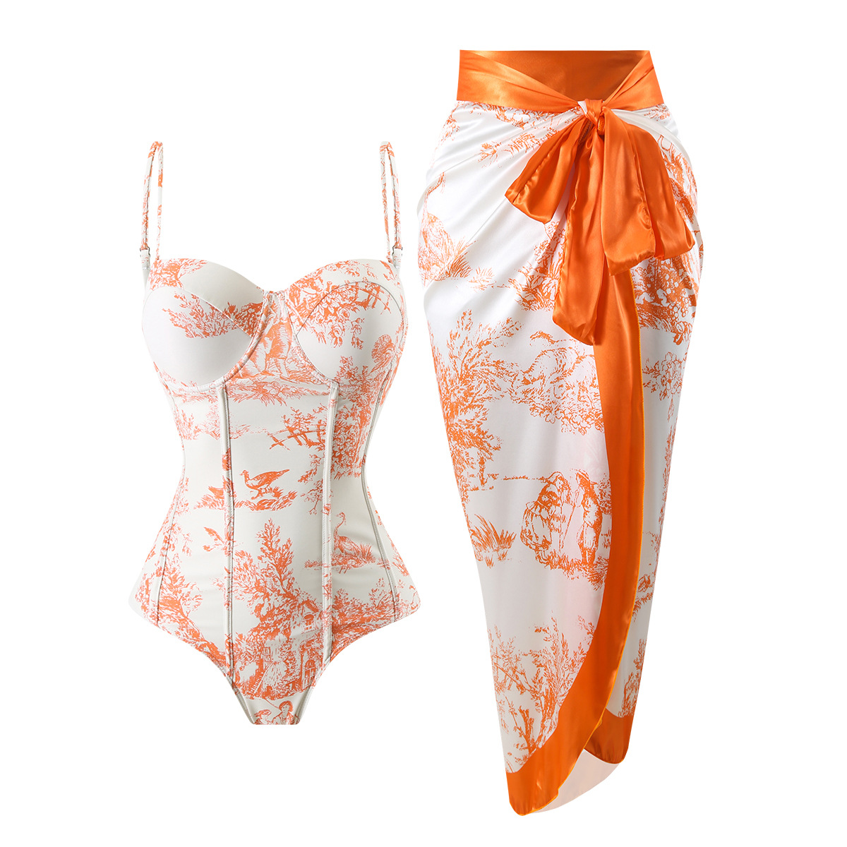 GraceChic 2024 European And American One-Piece Sexy Tight-Fitting Export Cross-Border Swimsuit High-End Beach Set_voghion.com