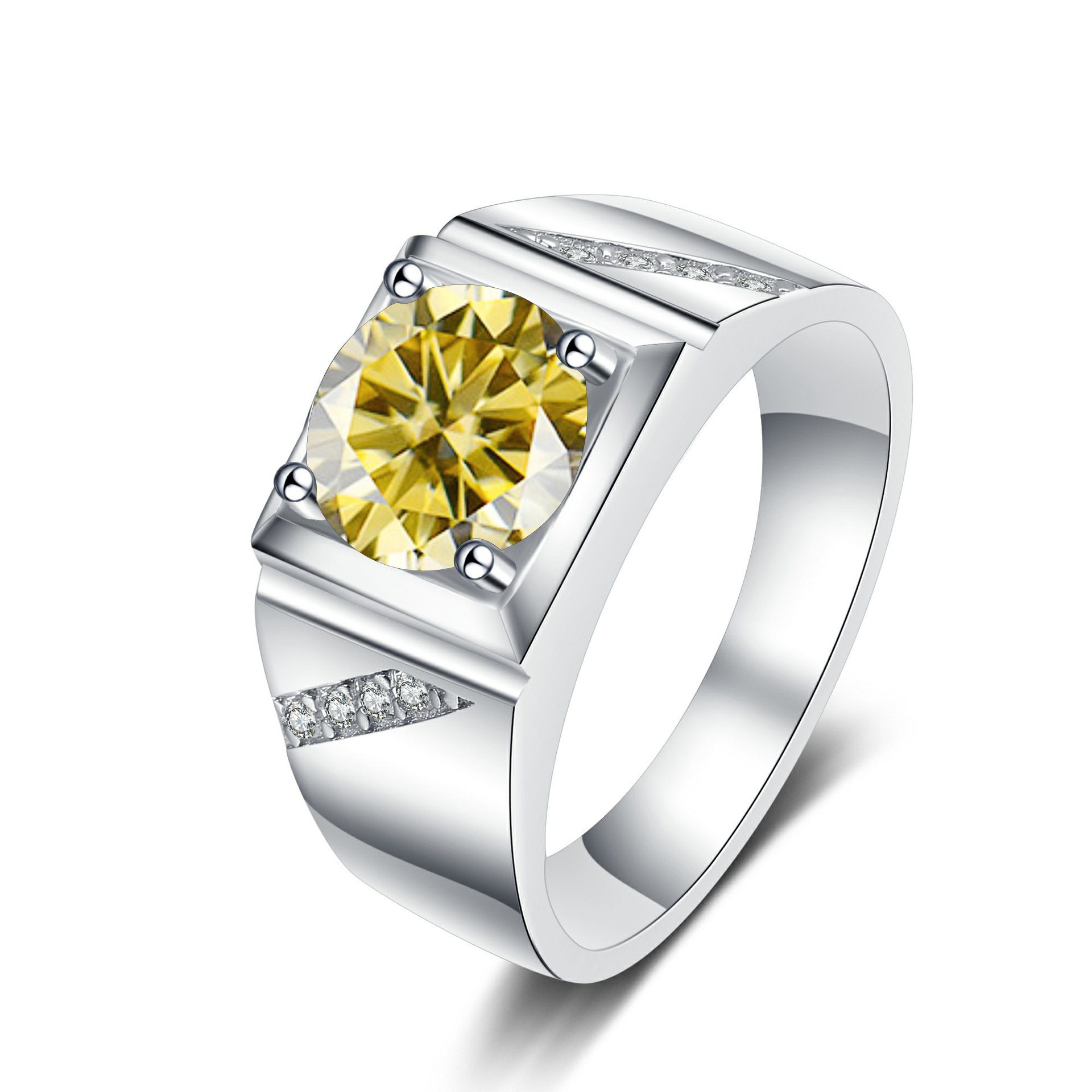 Cross-border hot selling Moissanite Ring 1 karat 2 karat color Tongling atmospheric man's wedding ring TikTok straight0