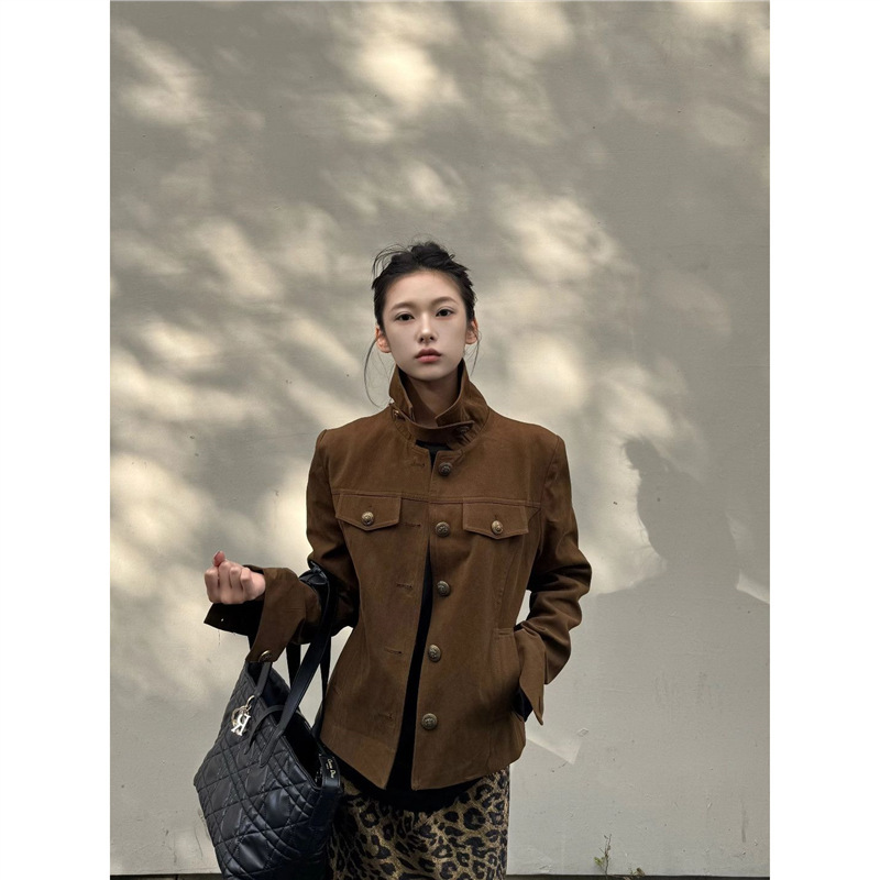 秋季新款美式设计感工装夹克女2025流行百搭翻领复古短款外套上衣|undefined
