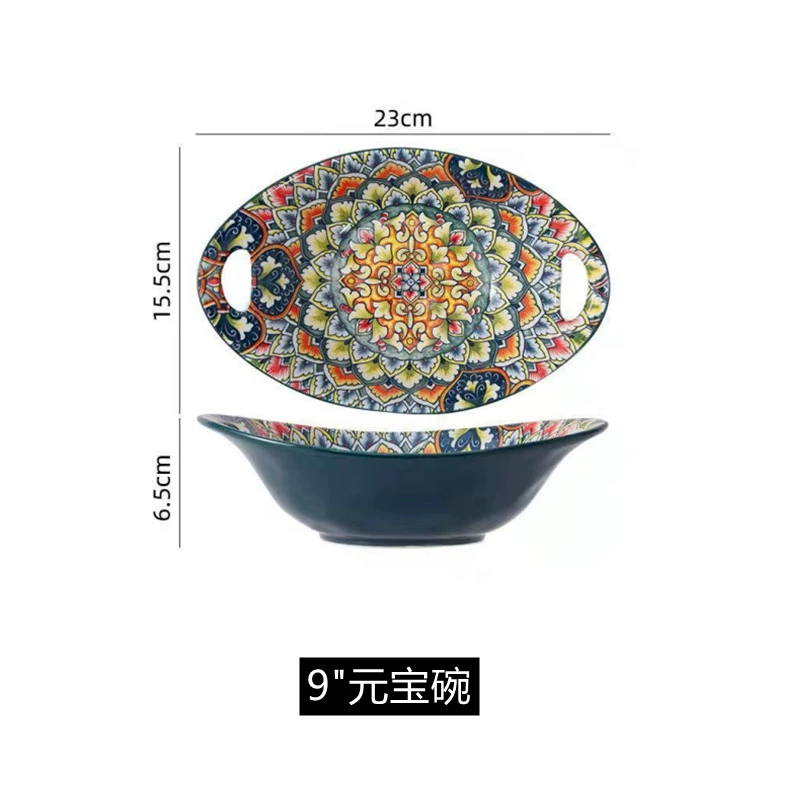 Ceramic Tableware Set, European Boho Style, Decorative Dinnerware for Home, Multi-Size