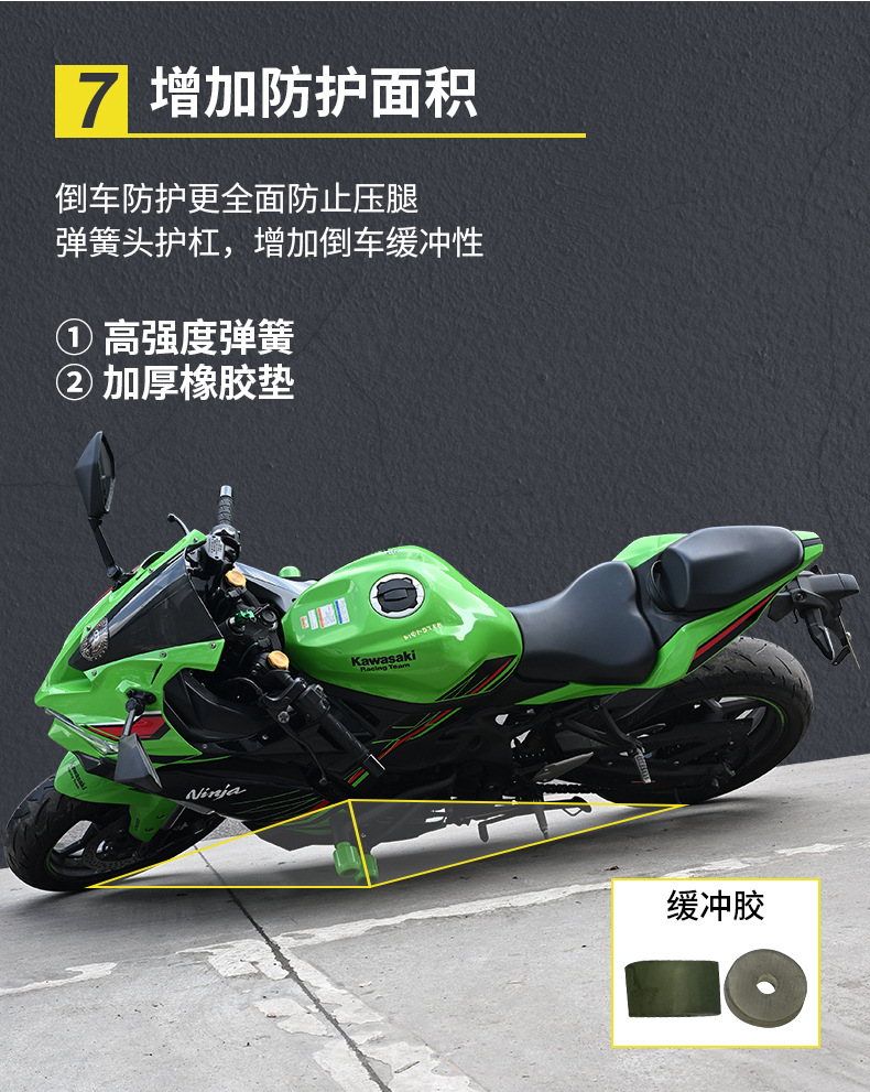 Suitable for Kawasaki Zx-4R Crash Bars, Anti-Fall and Anti-Collision Bumpers, Aluminum Alloy Head Spring Racing Bars Modification