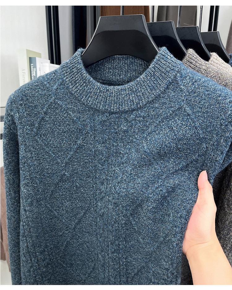 Temporada de otoño y invierno nuevo 100% puro suéter de lana para hombres cuello redondo suéter suelto suéter de lana