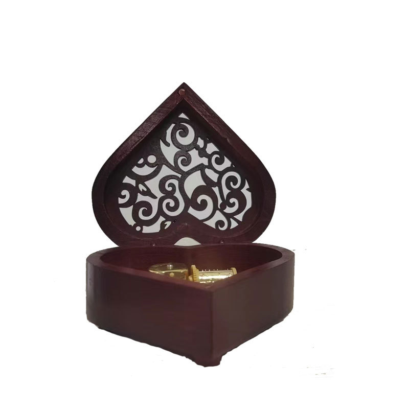 Xinshuofan retro reloj en forma de corazón caja de música de madera caja de música Sky City cañón regalo creativo regalo