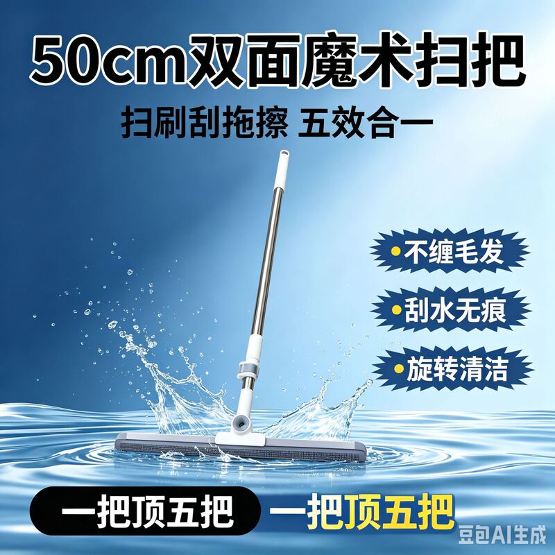 New telescopic magic broom, wet and dry dual-use soft silicone floor scraper, specialized for cleaning floors
