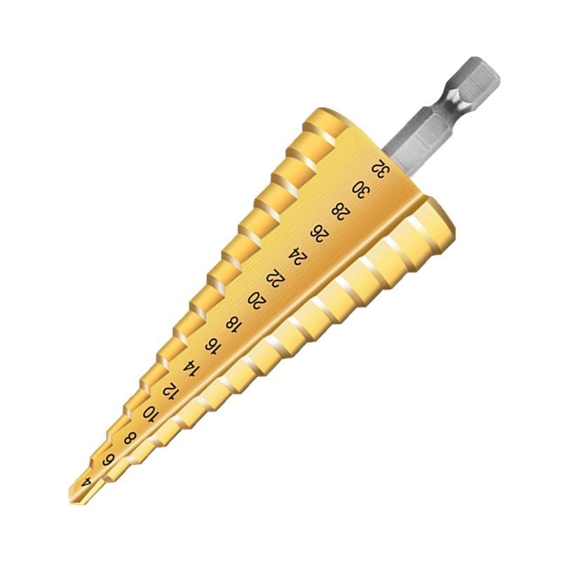 メーカー直販六角柄宝塔ドリルドリル穴あけ工具セット多機能チタンメッキ台階段ドリル|undefined