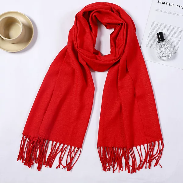 Annual Meeting Red Scarf Custom Logo Scarf Opening Celebration Red Scarf Casual Fashion Tassel Shawl