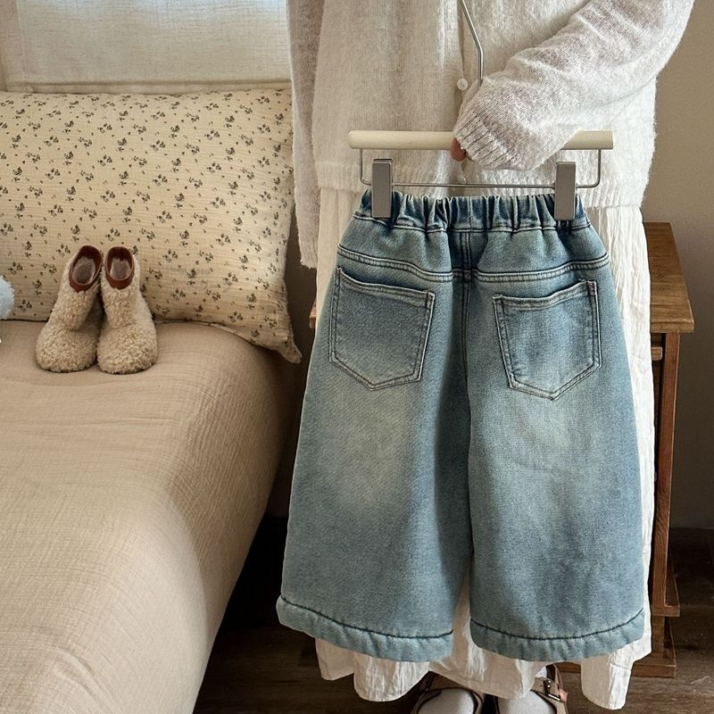 Nuevos niños otoño y invierno más jeans de terciopelo grueso en una moda de terciopelo recto pantalones de piernas anchas pantalones de bebé image 2