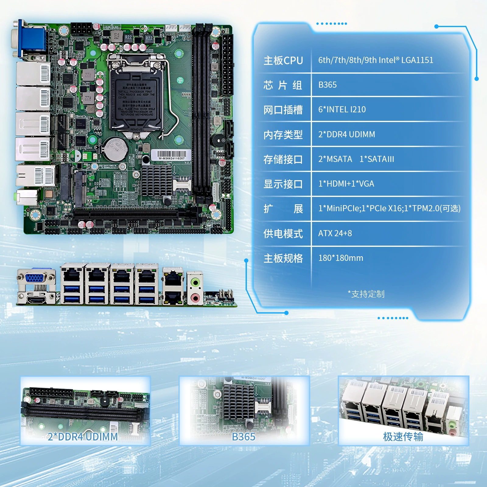 W-M366，6Gigabit，10COM，B365，1151