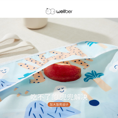 Wellberu children's smock baby outer clothing anti-dirty baby eating waterproof bib long-sleeved printed reverse clothing