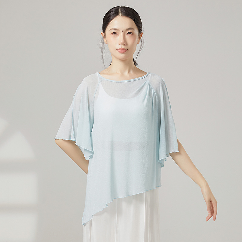 古典舞练功服夏宽松纱衣仙气飘逸舞蹈服演出服练功服上衣|undefined