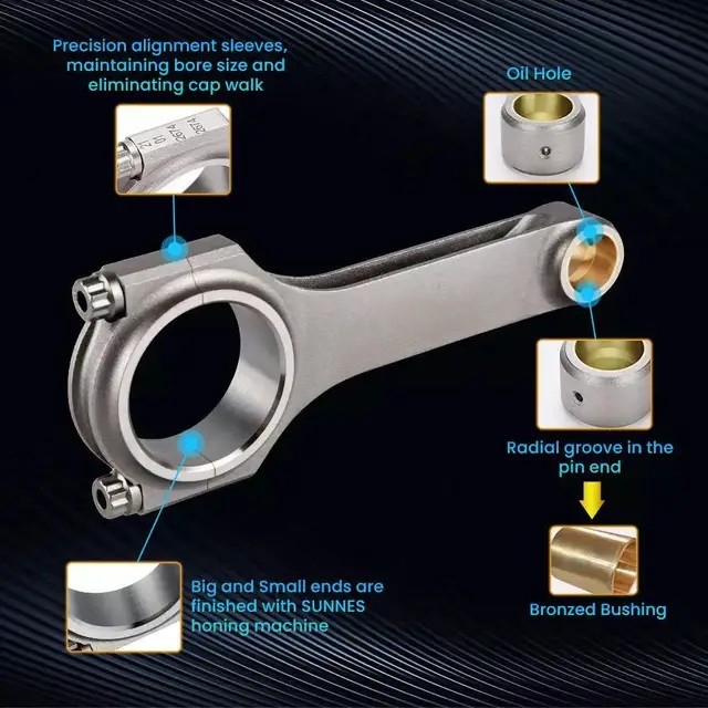 1JZ Forged Connecting Rod, 1JZ-GTE~1JZ-GE, H-Beam, Supports 1200 Horsepower