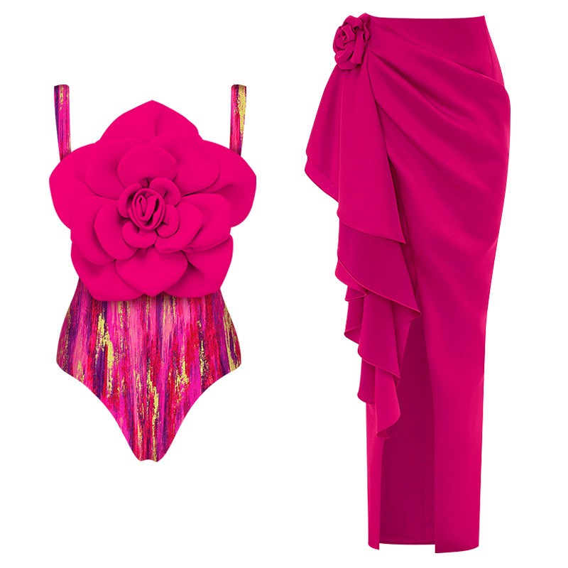 Damen Badeanzug Schwarz Weiß Mit Blumenmuster Für Den Strand_voghion.com