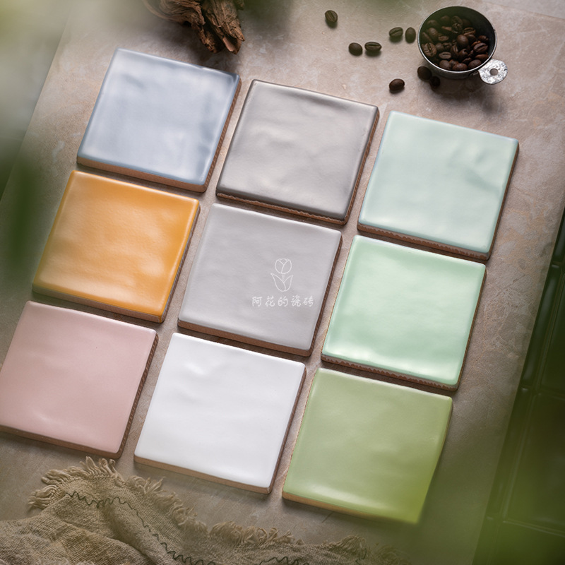 Dopamine Jelly Color Series 100X100 Morandi Glazed Bathroom Small Square Tiles French Kitchen Bathroom Wall Tiles