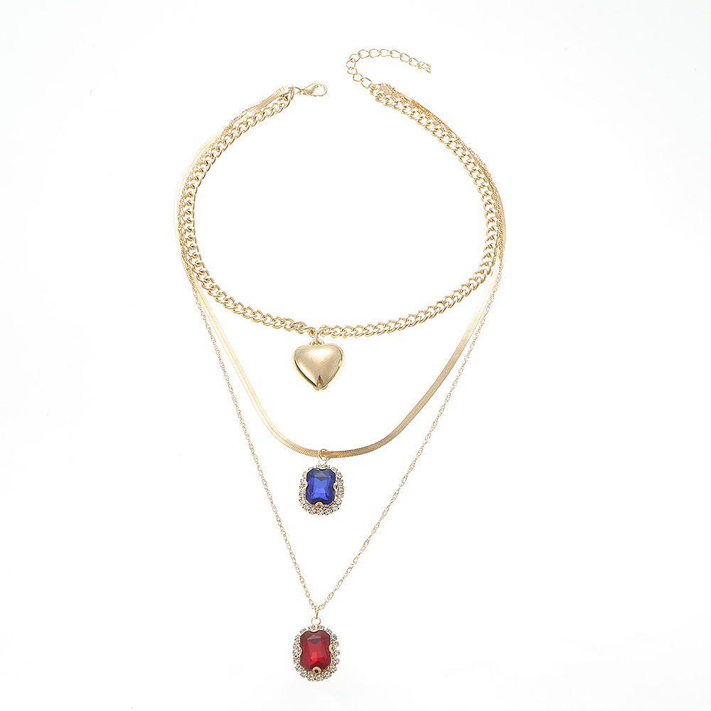Designer Style French Light Luxury Advanced Design Sense Red Sapphire Neckchain Set_voghion.com