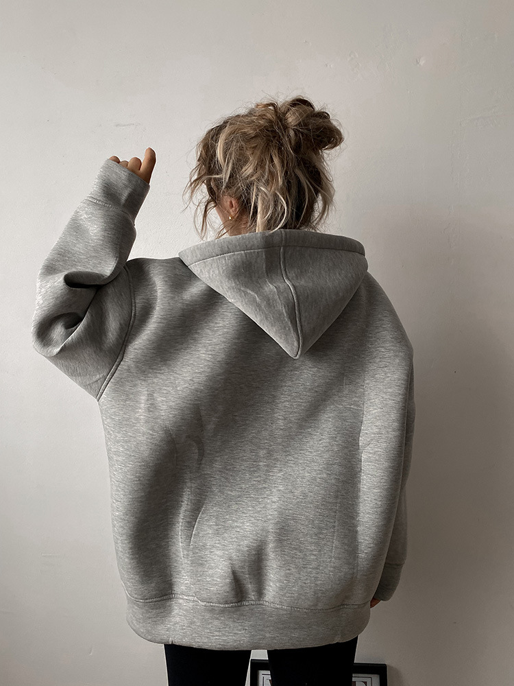 Women's Clothing autumn and winter hooded long sleeved jacket zipper basic jacket new women's casual sweatshirt_voghion.com