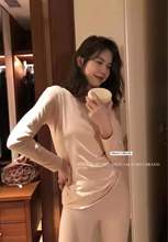 METWO薄绒温恒保暖套装舒适性感打底外穿睡衣速热无痕磨毛内衣女