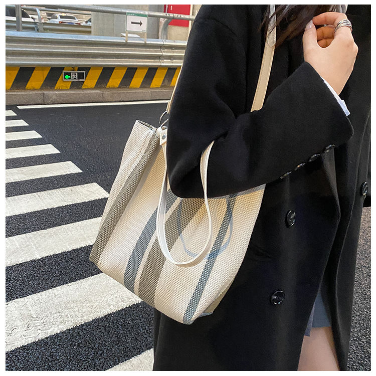202g Weight Polyester Lining Material Zipper Closure Type Single Shoulder Strap Strap Type Tote Bag Bags Type Casual Occasion Canvas Material Solid Color Pattern All Seasons Season Women's Gender Streetwear Style Square Shape White, Black Color Small Size Small Canvas Streetwear Tote Bag 8