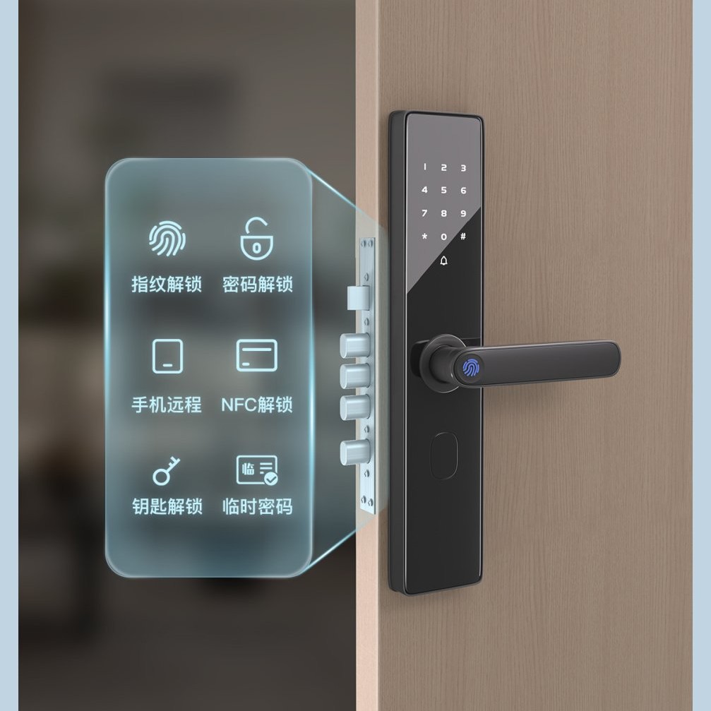 Cerradura inteligente de Tongtong Cerradura de puerta doméstica Cerradura de apartamento Cerradura de hotel Cerradura de tarjeta deslizante Cerradura de alquiler de vivienda Residencial Cerradura de huellas digitales Bluetooth