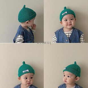 South Korea tide baby pacifier cap ~ 2021 New Baby wool cap winter knitted Joker boy autumn baby hat