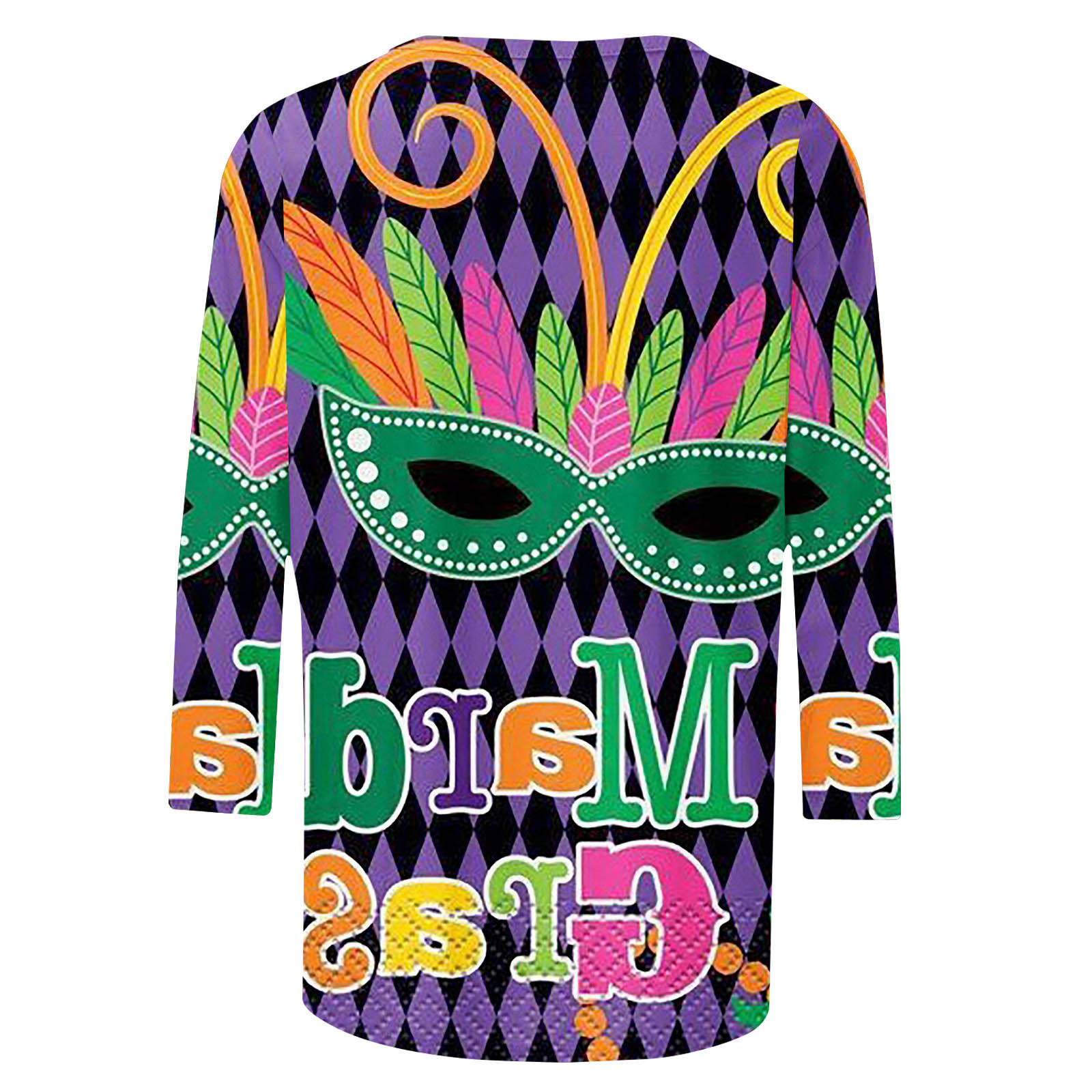Nuova maschera a tema carnevalesco con stampa digitale trendy, girocollo, manica a 3/4_voghion.com