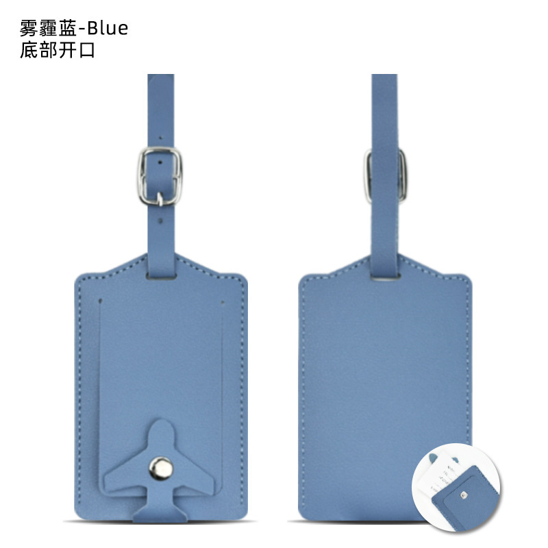 スポット 4 ボタン厚みのある PU レザー荷物タグ紛失防止および情報漏洩防止紙カード付きレザーバードキュメントタグ卸売|undefined
