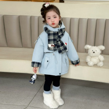 女小童工装棉服冬装2025新款洋气儿童加绒加厚外套冬季女宝宝棉衣