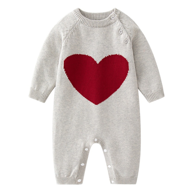 Bebé Otoño e Invierno mameluco bebé mono de punto amor recién nacido estilo occidental Super lindo mono cien días bebé mameluco