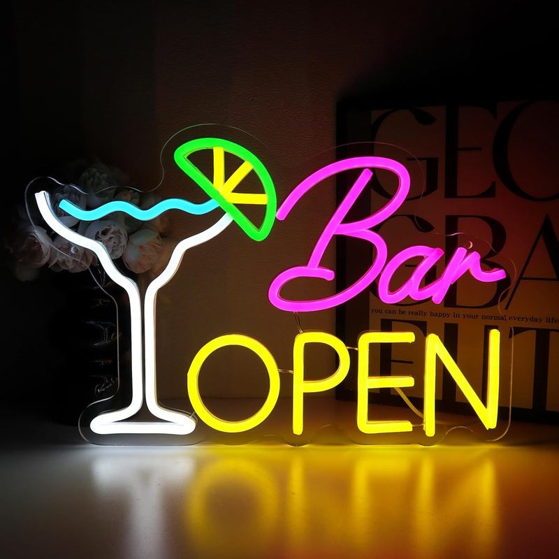 跨境open霓虹灯发光字营业中USB口亚克力LED酒吧造型霓虹灯牌工厂|undefined