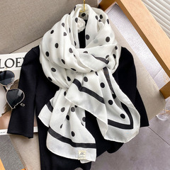 2023 New Women's Thin Spring and Autumn Cotton Linen Polka Dot Matchable Leisure Upgraded Version Scarf Summer Sunshade Long Scarf
