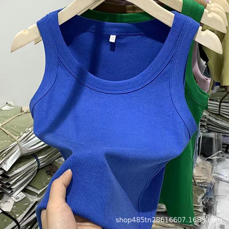 European Threaded Sports Vest Women's Summer Slim-fit Slimming Inner Base Design Sense Niche Top Outer Wear Instagram Fashion