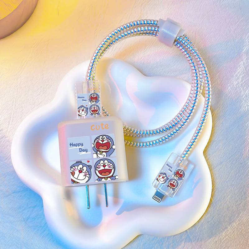 Tipo helado adecuado para Apple 20W cubierta protectora del cargador 18W cubierta de carga rápida cargador suave línea de clip morder dispositivo creativo de dibujos animados