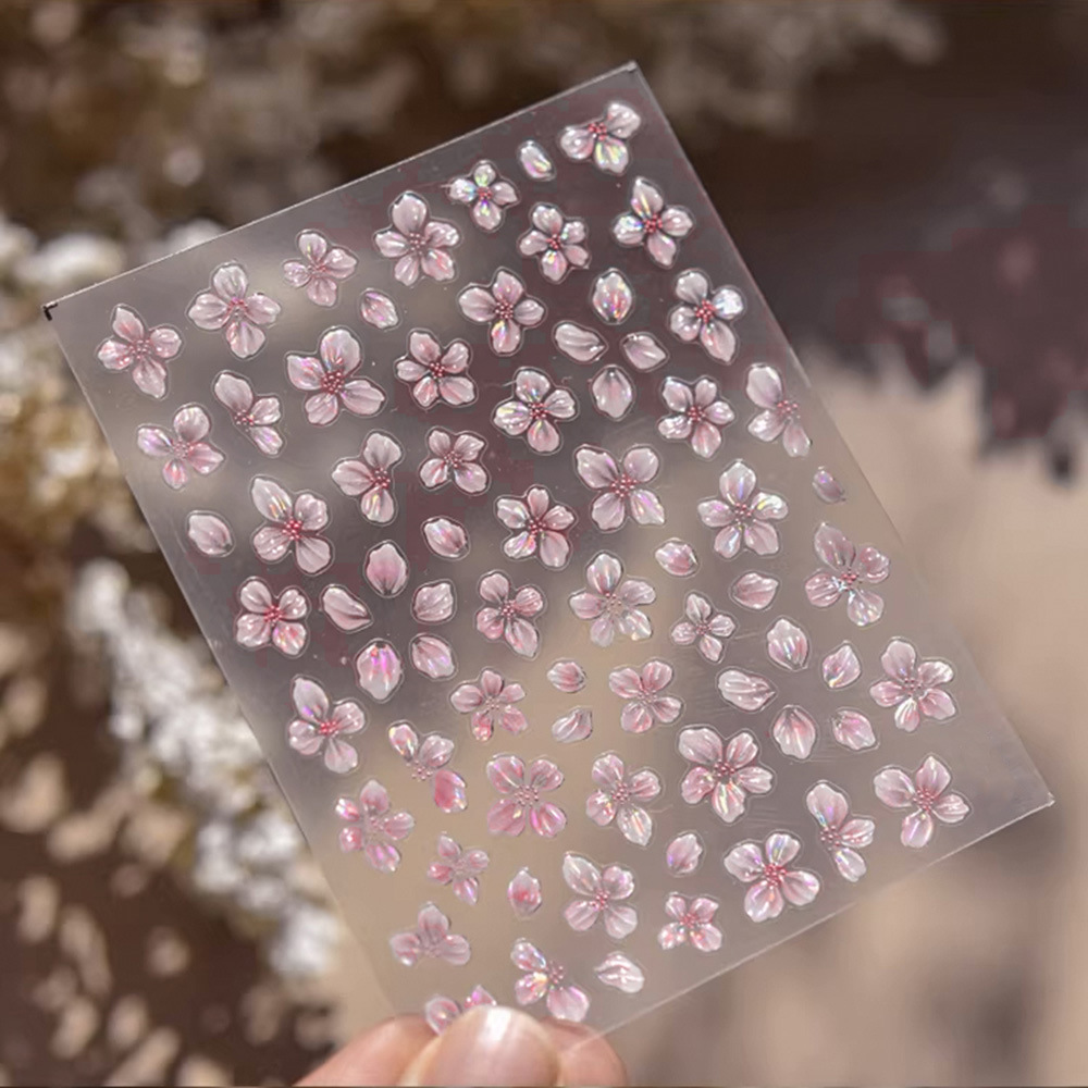 Crystal Flower Jelly 3D Nail Art Stickers Computer iPad Phone Case Small Pattern Decoration Adhesive Embossed Stickers