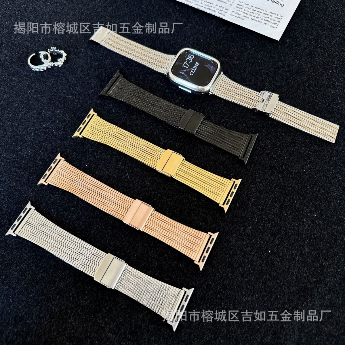 Suitable for Applewatch9 Ampor Watch Strap Samsung Huawei Gt4Iwatch Apple Watch Strap Foldableing Buckle