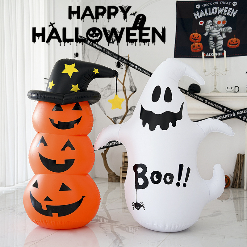 国境を越えて人気のハロウィーンカボチャ人不倒翁インフレータブル縦型カボチャ人パーティー白鬼幽霊道具置物|undefined