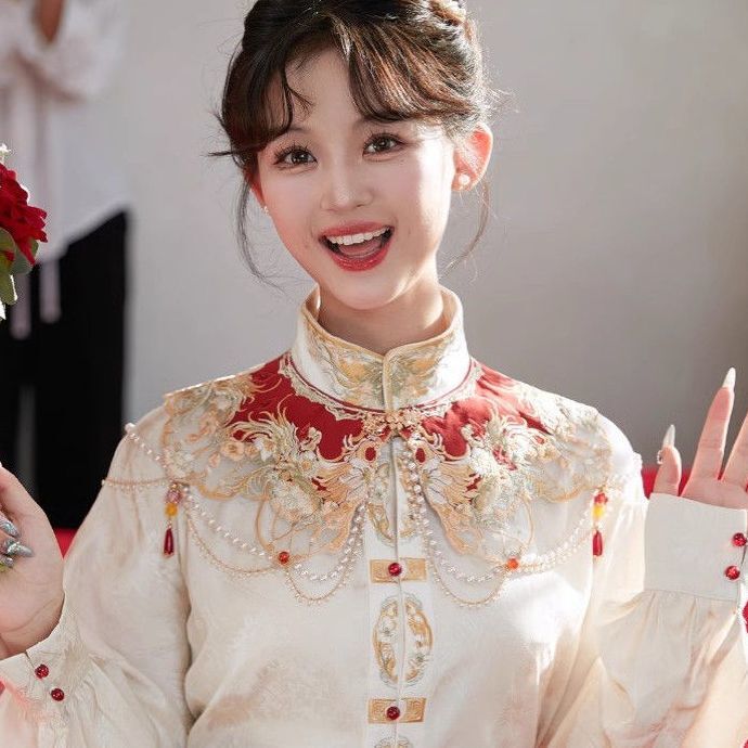 新中式汉服马面裙重工刺绣云肩订婚春夏小个子套装大码国风女日常|undefined