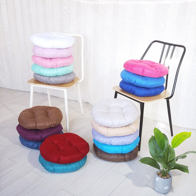 Cross-border Round Solid Color Imitation Linen Cushion Nordic Steamed Bread Cushion Fresh Japanese Futon Cushion Tatami Cushion