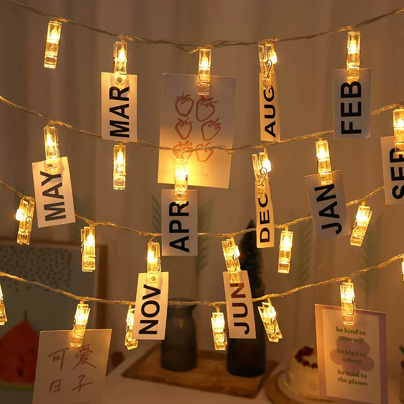 led照片夹子灯串小彩灯圣诞节装饰氛围室内照片墙小节日节日氛围