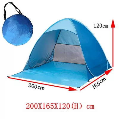 Outdoor Beach Camping Style Camping Style Tent Simple Quick-Open Steel Wire Foldableable Printed Logo Amazon Cross-Border Sun Protection (Çadırlar) - blue-3-4-people