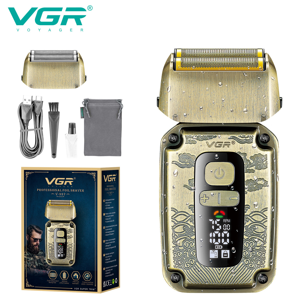 Retro Reciprocating Double Head Shaver Rechargeable Whitening Shaver IPX6 Water Washable Electric Shaver_voghion.com