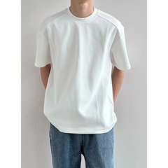 夏用メンズハイウェイトデコンストラクト半袖Tシャツアメリカンハイエンドトレンドブランドカジュアル七分袖ハンサム半袖トップ
