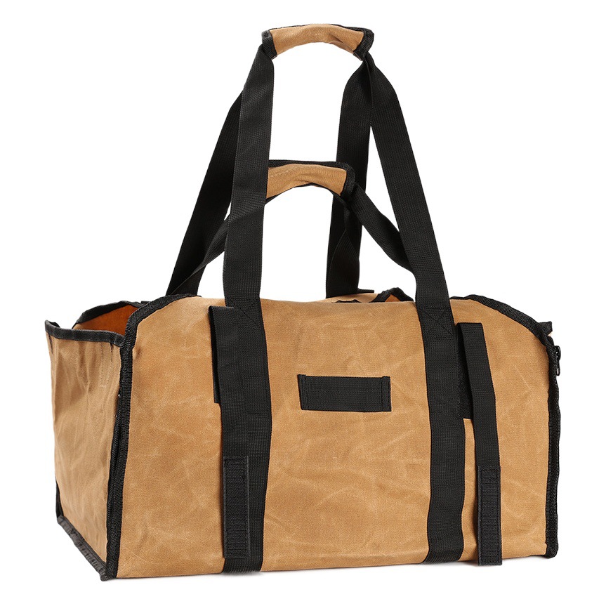 アウトドア薪バッグキャンプ用品大容量携帯両用薪収納袋キャンバス手提げ袋伐採バッグ