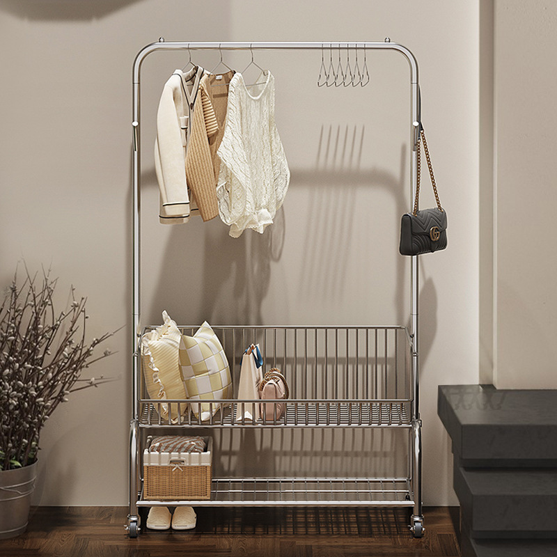 Light Luxury Floor-Standing Clothes Rack for Bedroom, Mobile Coat Rack, Home Storage for Overnight Clothes and Bags Light Luxury Floor-Standing Clothes Rack for Bedroom, Mobile Coat Rack, Home Storage for Overnight Clothes and Bags