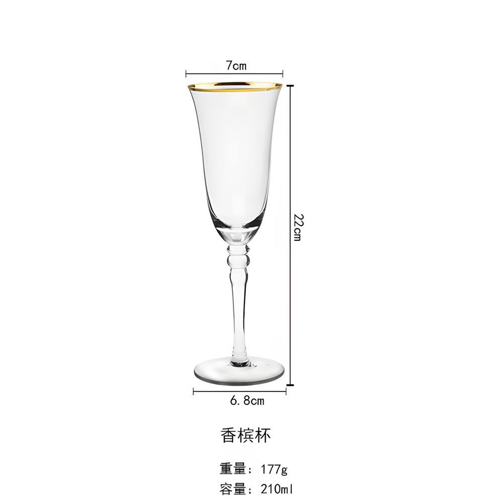 Jin Baijia creativo cristal rojo vino vidrio artificial soplado borde dorado doble cuentas champán vidrio boda mesa de traje de alta gama